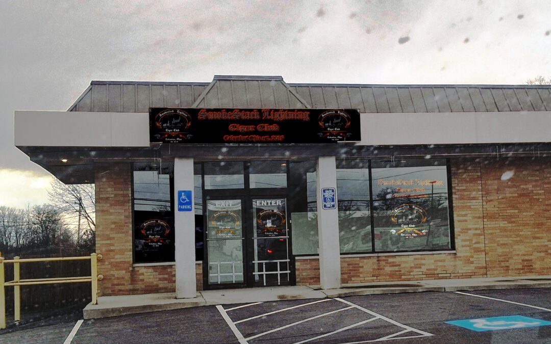 Smoke Stack Lightning Cigar Club, store front and clubhouse.